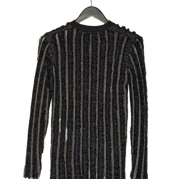 Louis Vuitton 2015 Black Wool Fringe Mesh Stripe Sweater - Picture 4 of 7